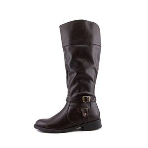 Dark brown leather riding boots